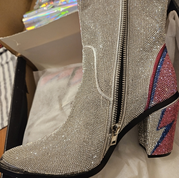 Rhinestone lightning bolt heeled boots (11M) - Picture 2 of 5